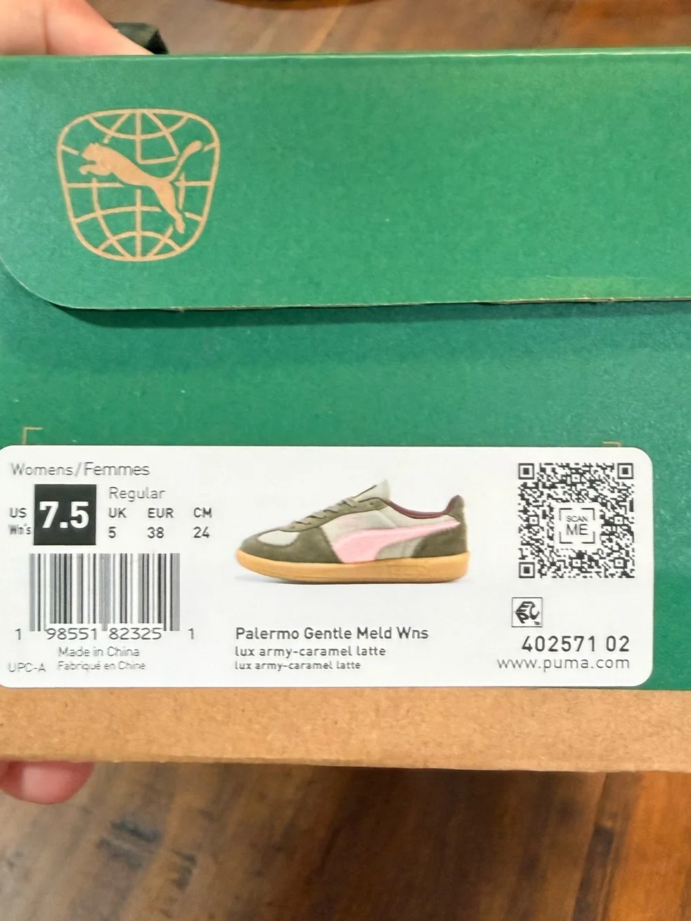 Puma Olive Green and Tan Gum-Soled Sneakers